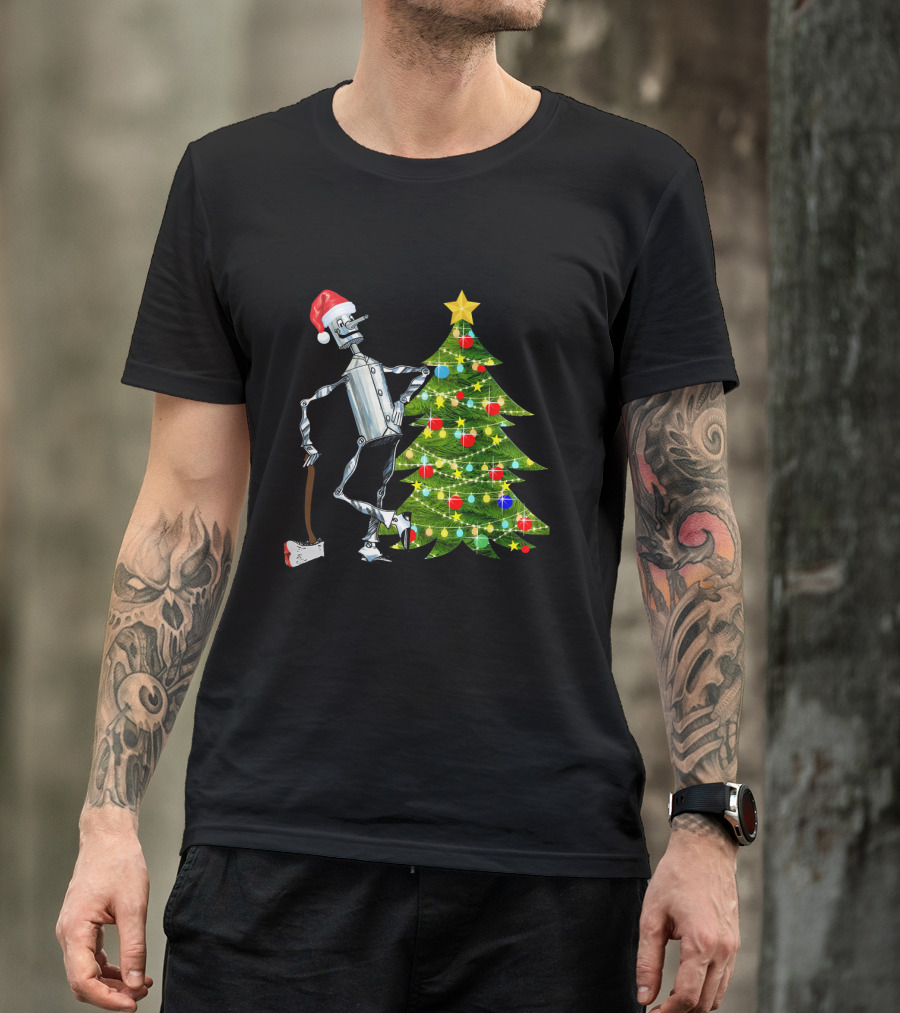 Tin Man Wizard Of Oz Santa Hat Christmas Tree T-Shirt