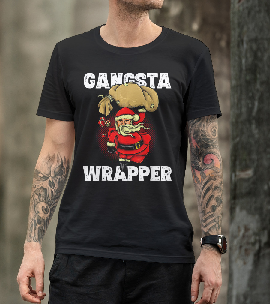 Gangsta Wrapper Santa With Sack And Gifts T-Shirt