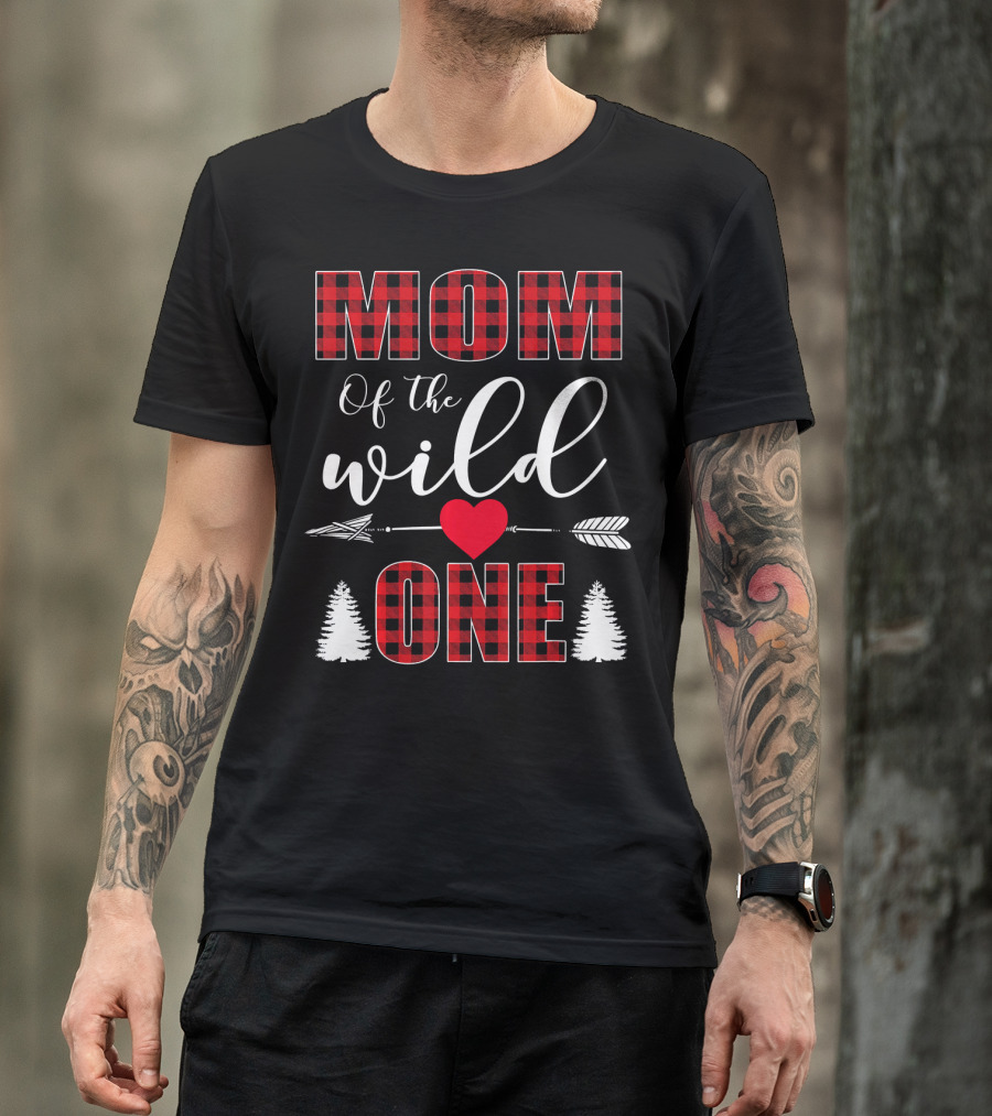 Mom Of The Wild One Plaid Buffalo Check First Birthday Holiday Collection T-Shirt