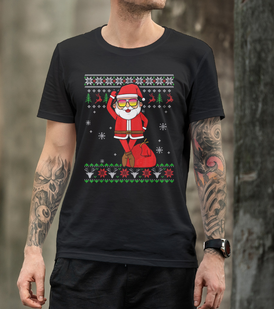 Ballet Lover Santa Claus Ballerina Christmas Snowflakes Reindeer Ugly T-Shirt