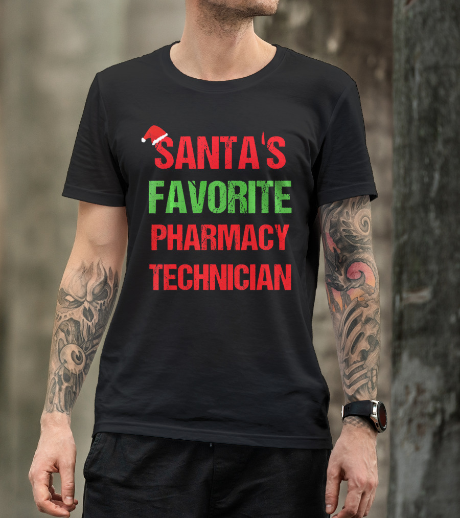 Santa's Favorite Pharmacy Technician Holiday T-Shirt