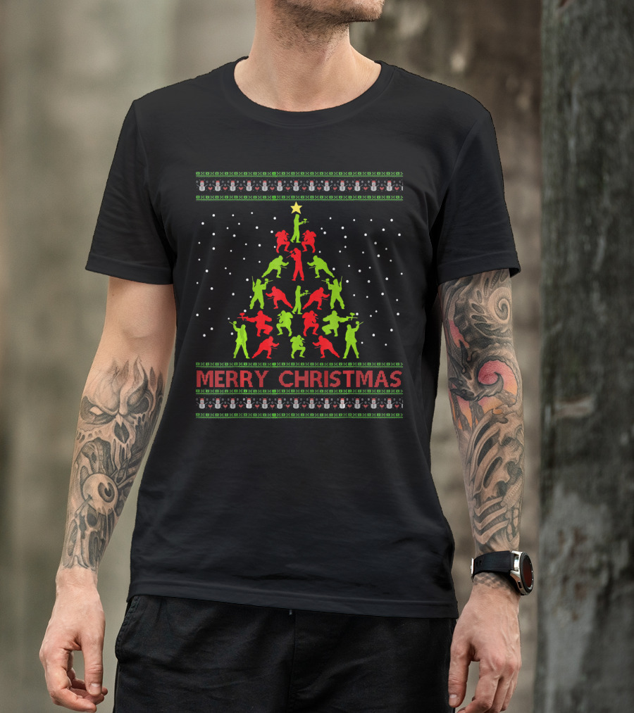 Merry Christmas Paintball Sport Christmas Tree T-Shirt