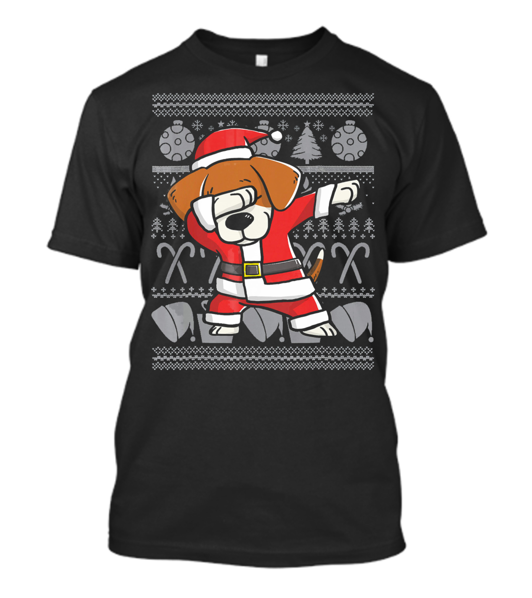 Dabbing Beagle Dog In Santa Claus Costume Christmas T-Shirt