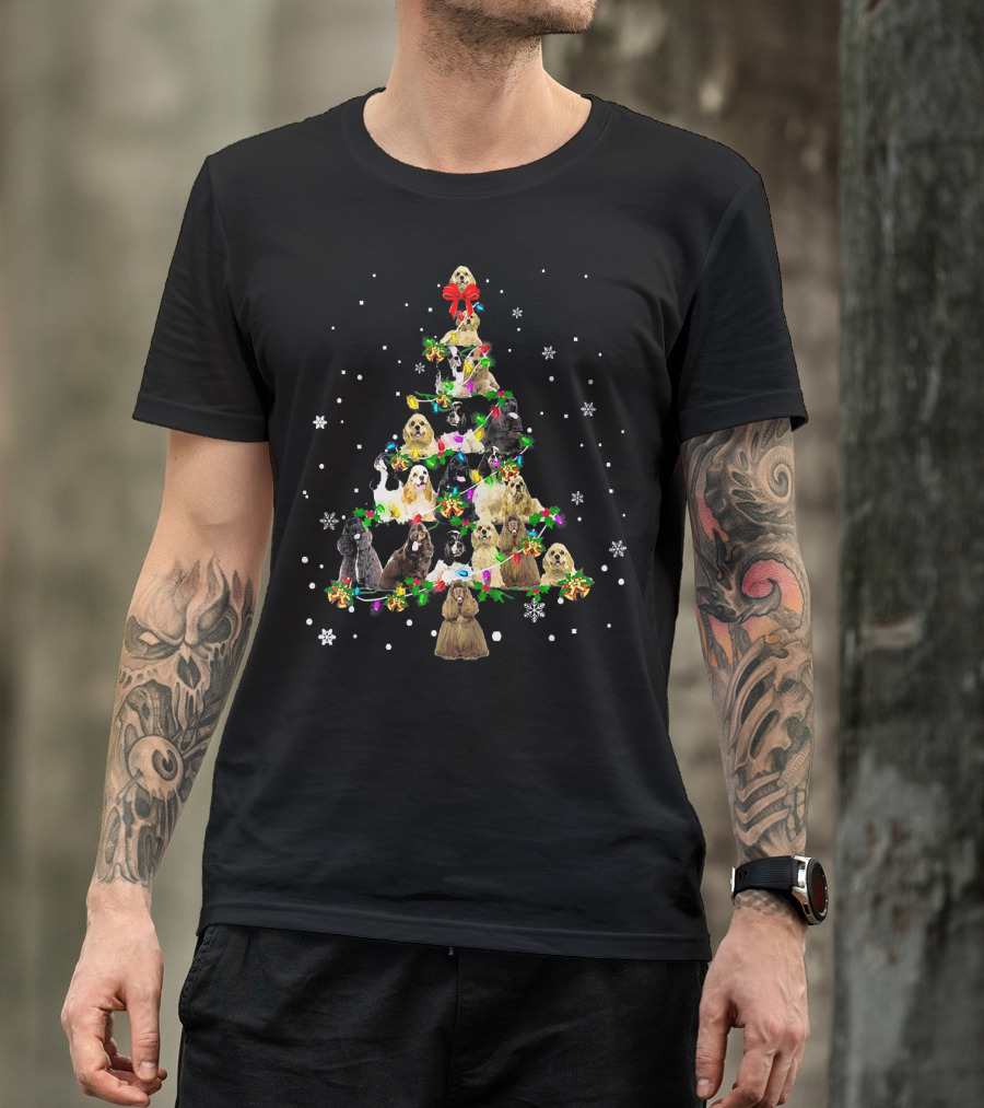 American Cocker Spaniel Christmas Tree Snowflakes T-Shirt