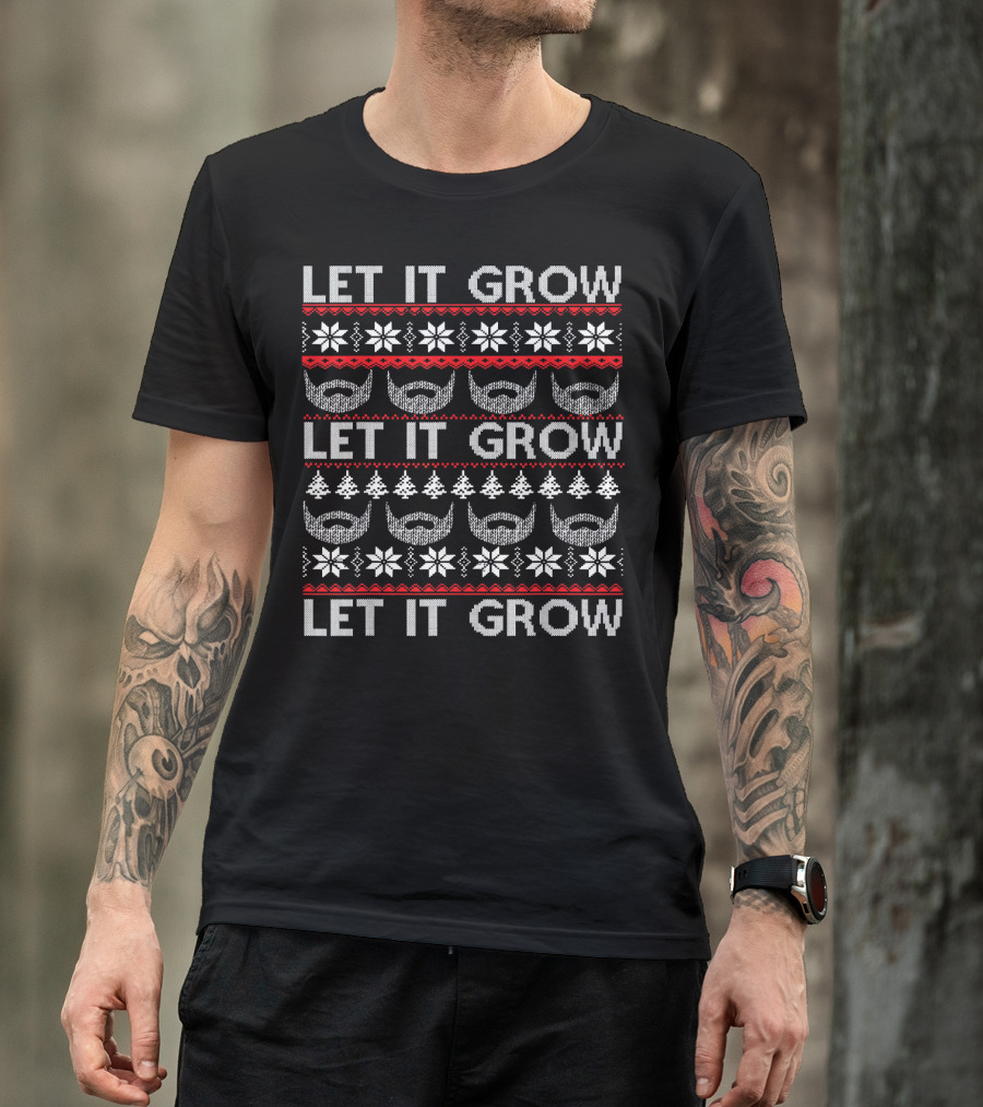 Let It Grow Beard Christmas T-Shirt