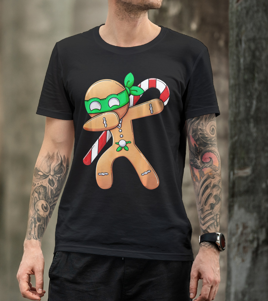 Christmas Boys Dabbing Gingerbread Ninja Candy Cane T-Shirt
