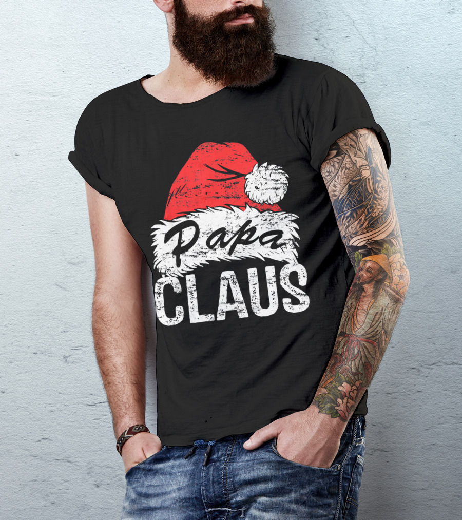 Papa Claus Matching Family Christmas Santa Hat T-Shirt