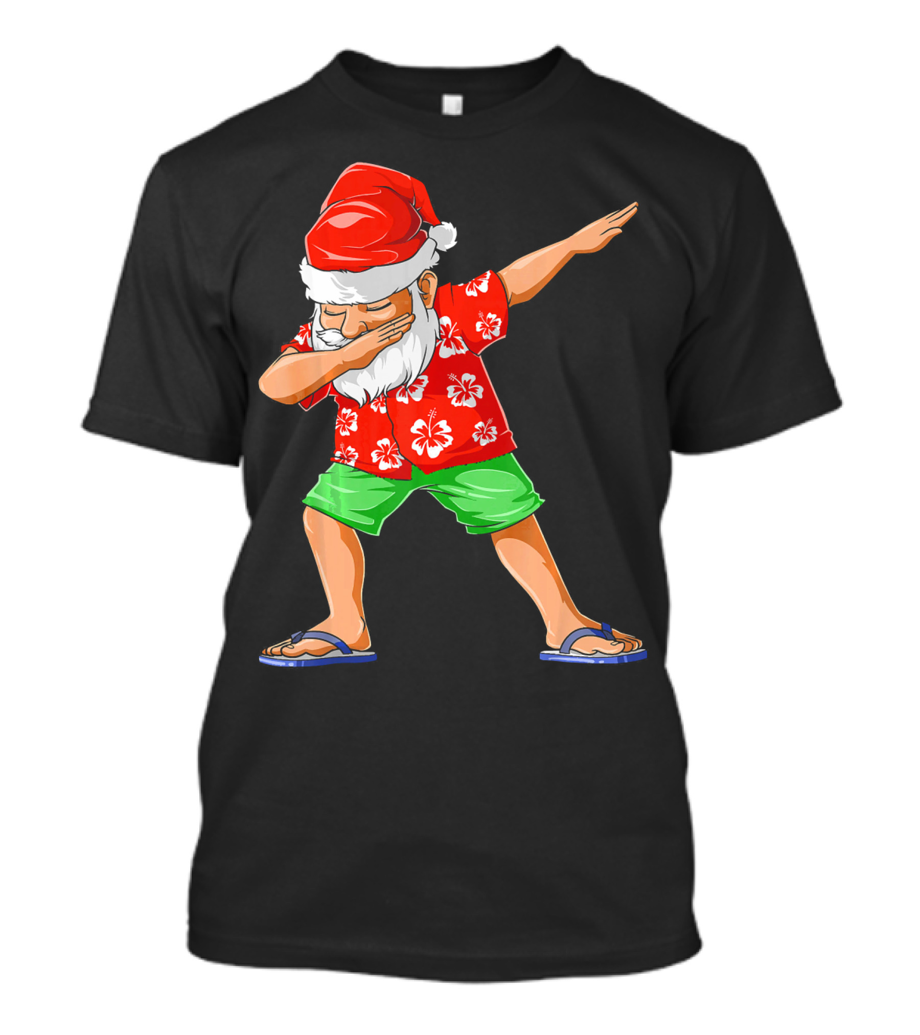 Dabbing Santa In Hawaiian Shirt And Sandals Christmas In July Party T-Shirt