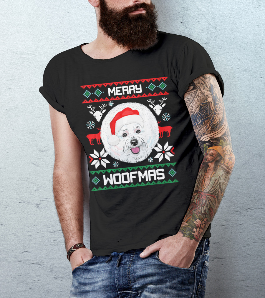 Merry Woofmas Bichon Frise Holiday T-Shirt