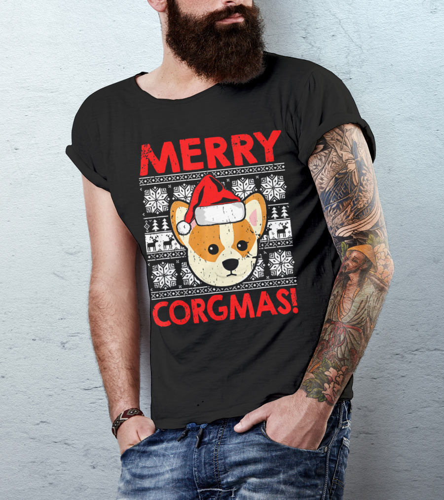 Merry Corgmas Funny Christmas Santa Corgi Dog T-Shirt