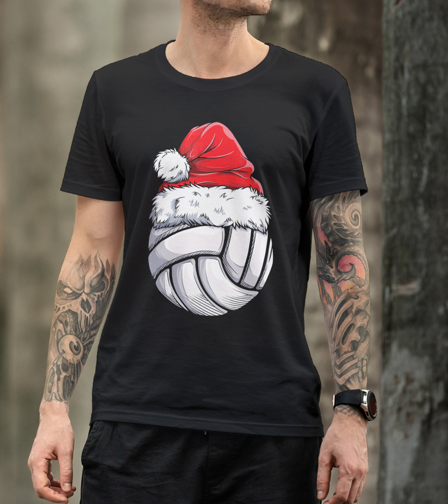 Volleyball Santa Hat Christmas Ball T-Shirt