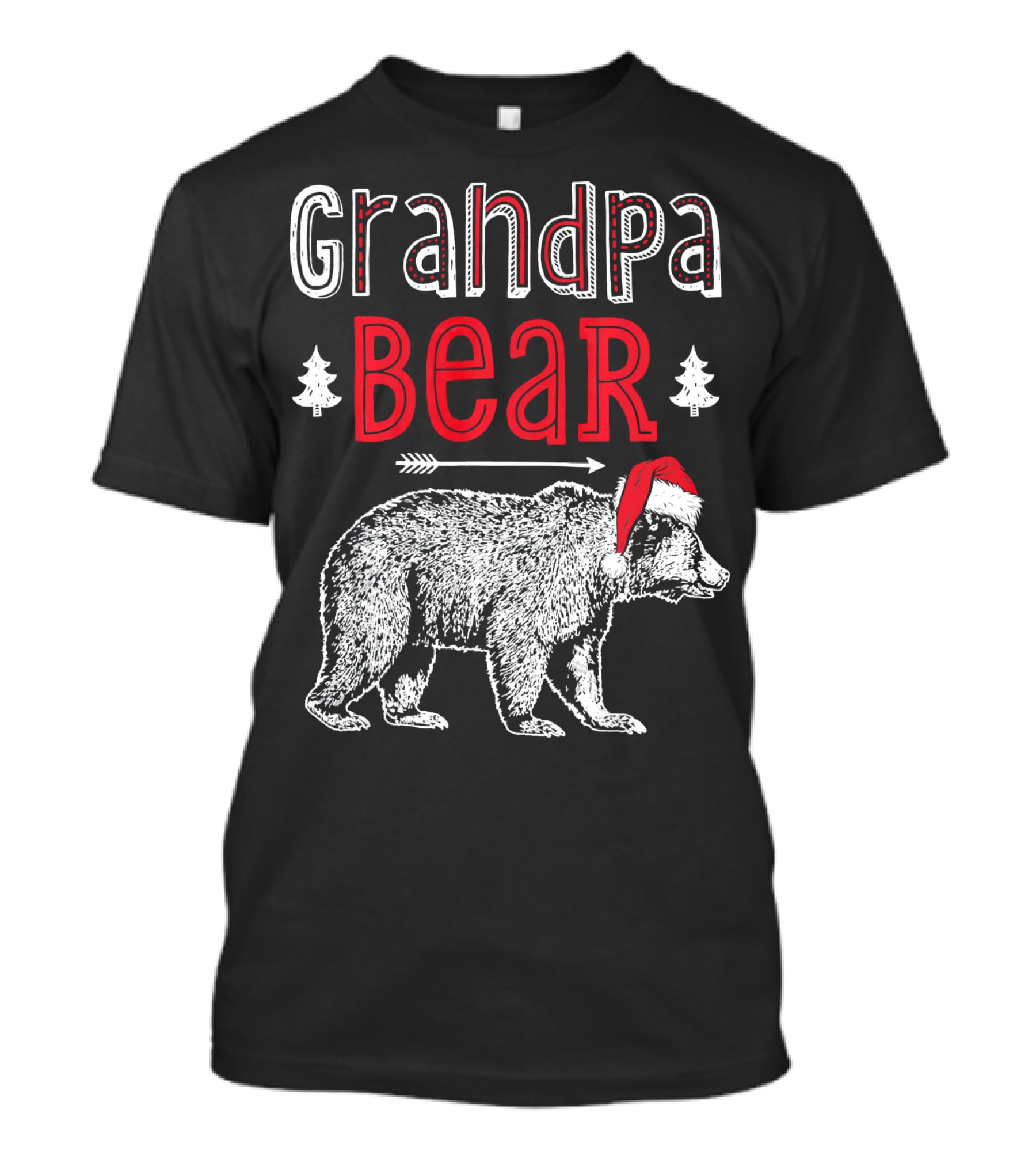 Grandpa Bear Christmas Santa Hat Holiday Family T-Shirt