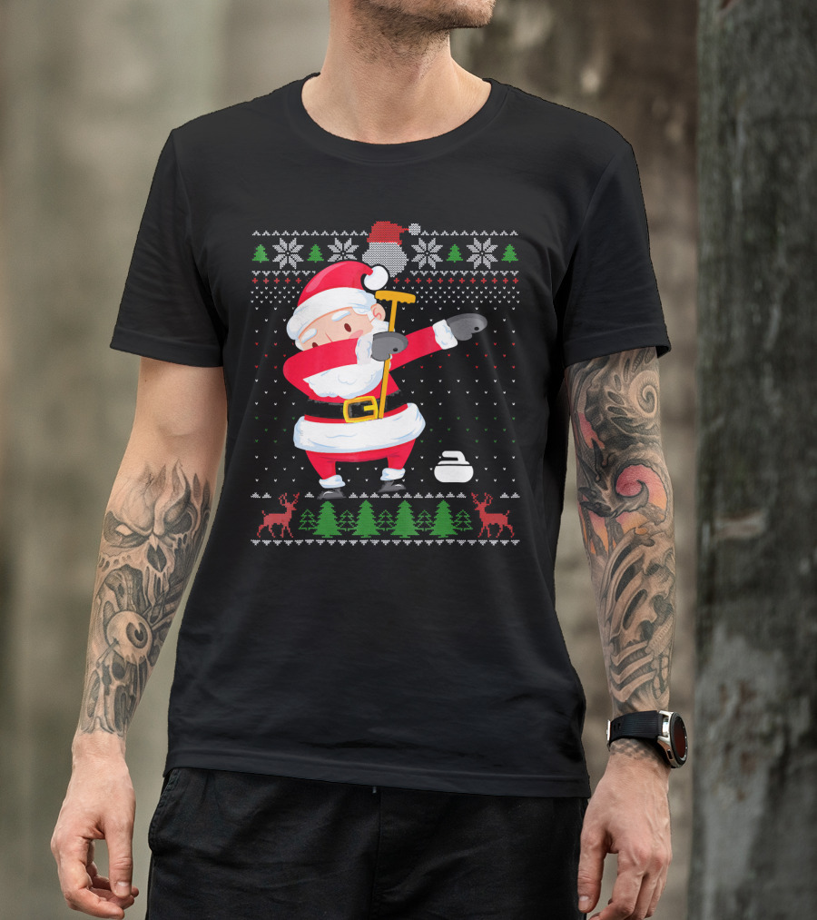 Dabbing Santa Ugly Christmas Sweater Curling T-Shirt