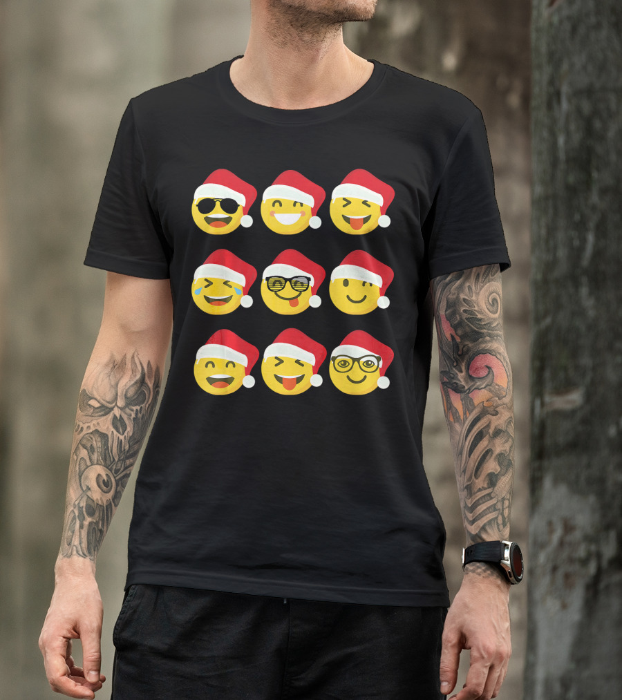 Christmas Funny Santa Emojis Faces T-Shirt