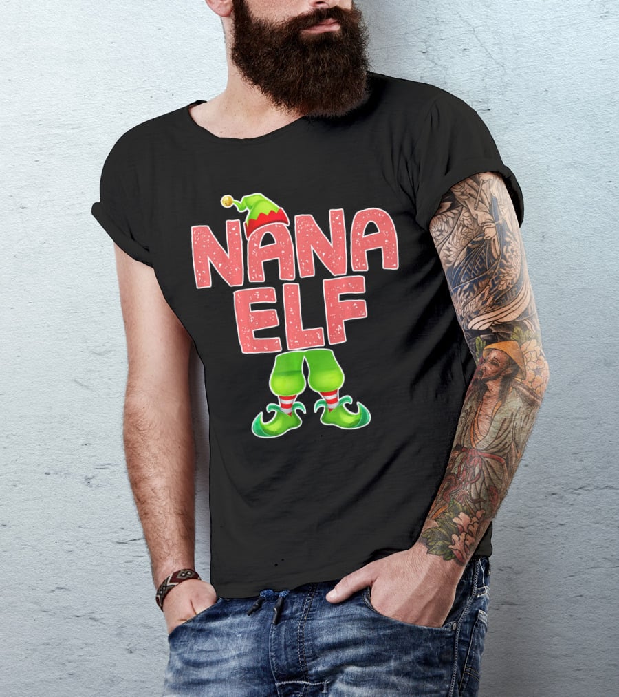 Nana Elf Merry Christmas Humor T-Shirt
