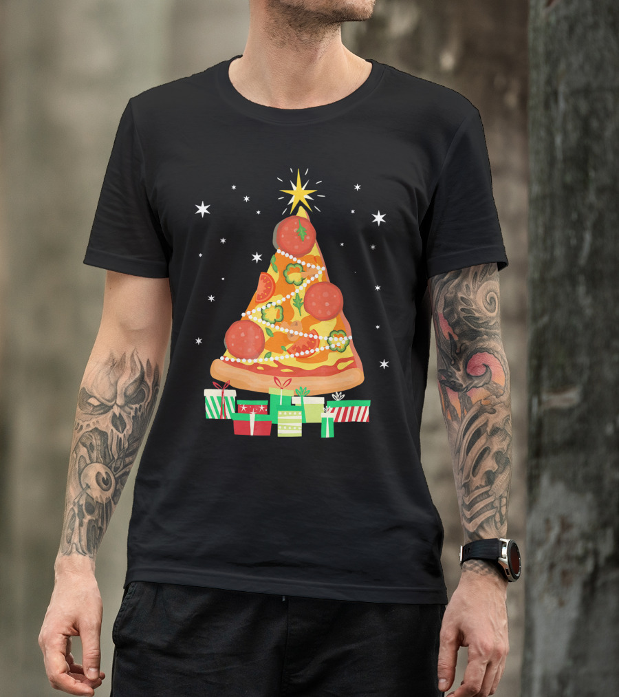Pizza Christmas Tree Slice Festive Gifts T-Shirt