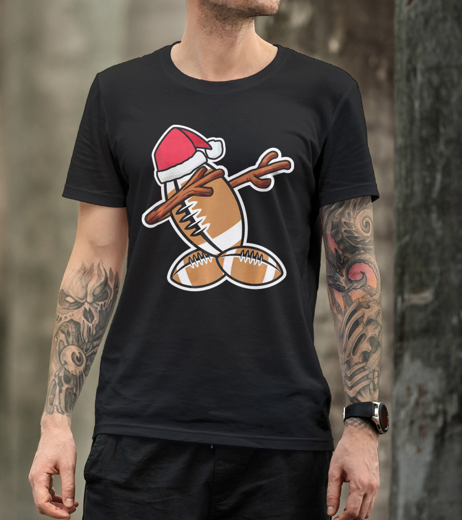 Dabbing Christmas Football Snowman T-Shirt