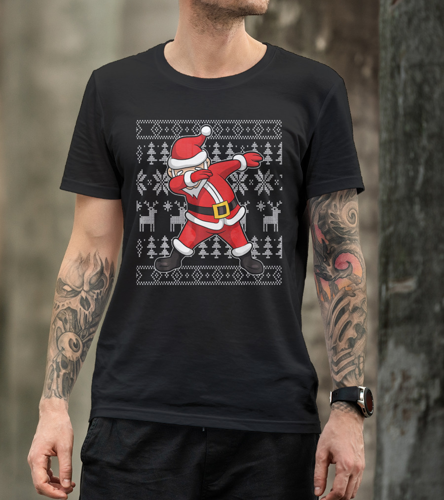 Dabbing Santa Claus On Ugly Christmas T-Shirt
