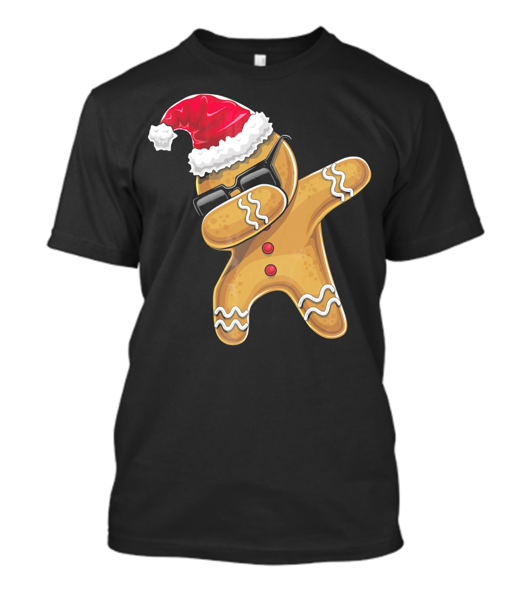 Santa Hat Dabbing Gingerbread Man Holiday Baking T-Shirt
