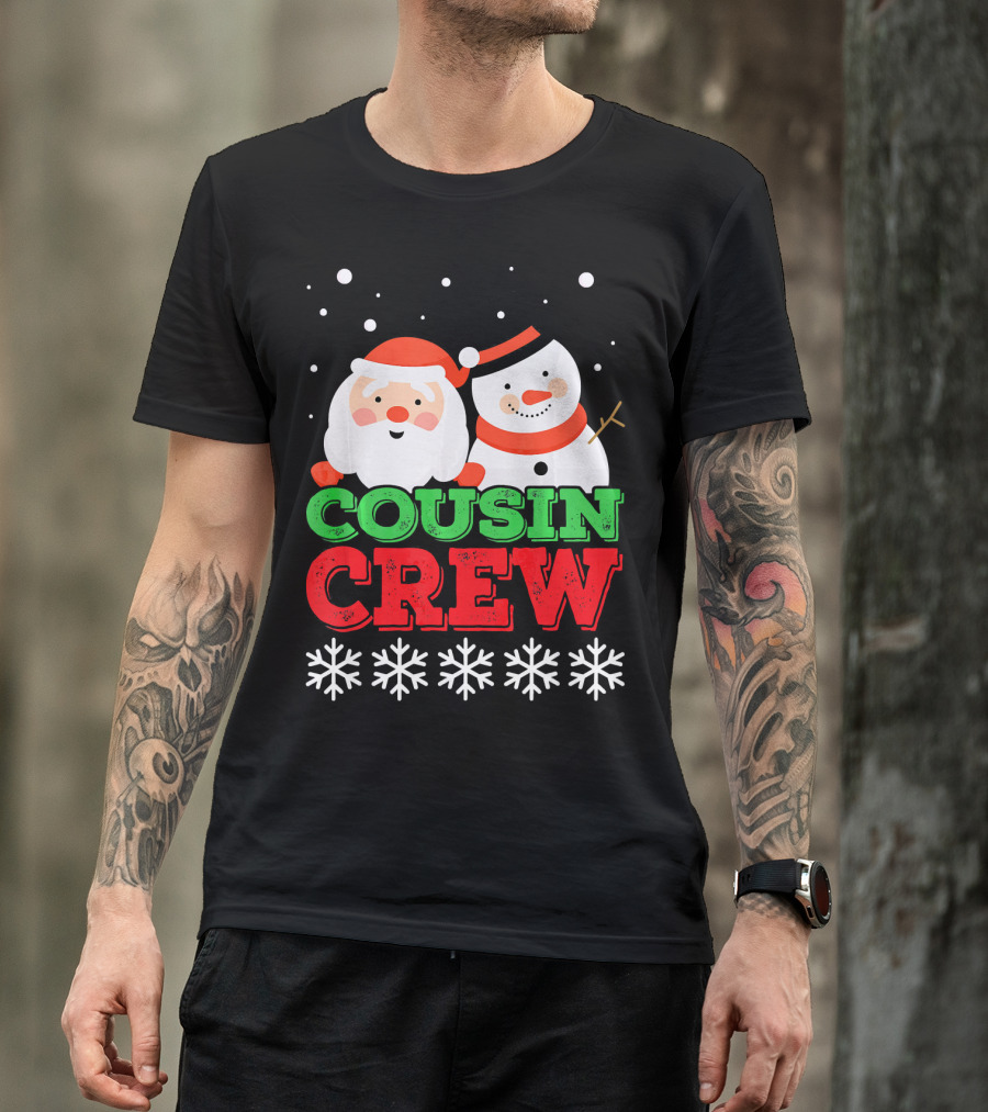 Cousin Crew Santa Snowman Christmas Party Snowflakes T-Shirt