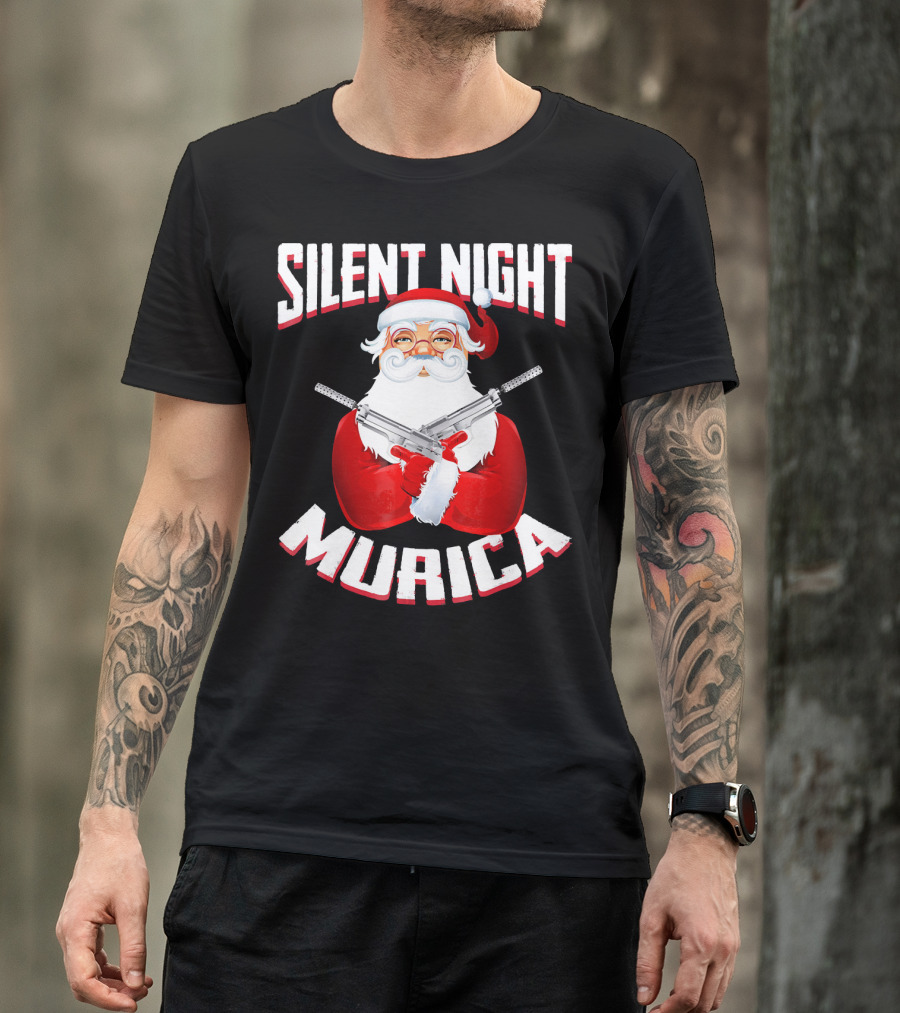 Silent Night Murica Santa With Guns T-Shirt