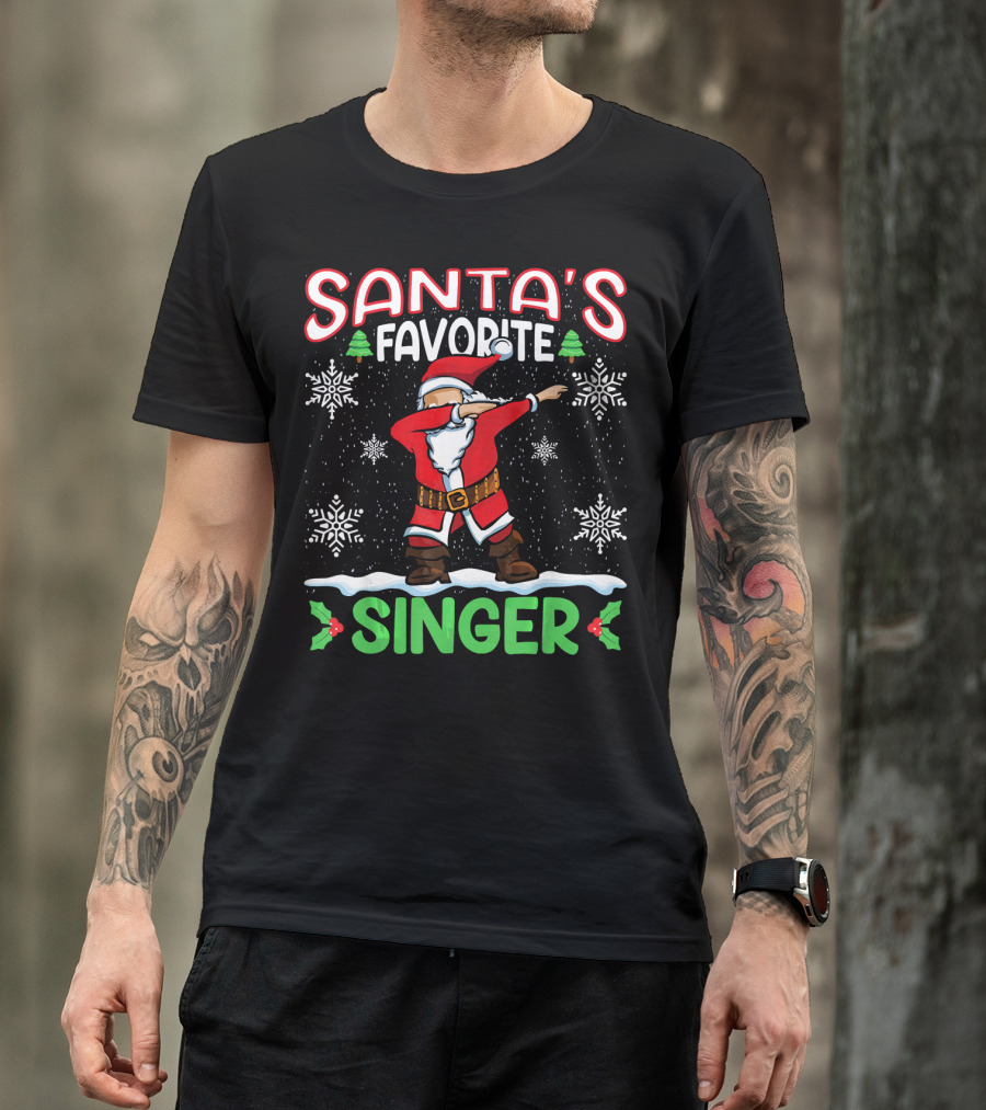 Santa's Favorite Singer Dab Christmas Snowflakes T-Shirt
