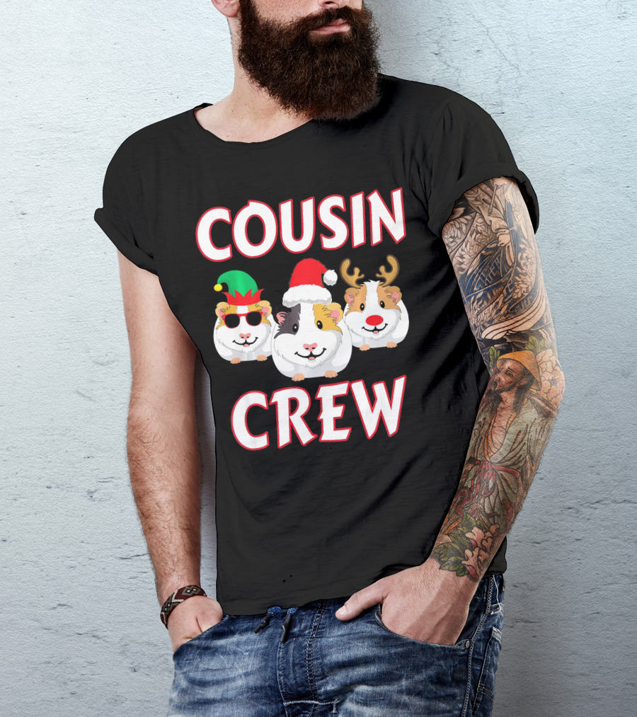 Cousin Crew Guinea Pig Christmas Holiday Reindeer Elves T-Shirt
