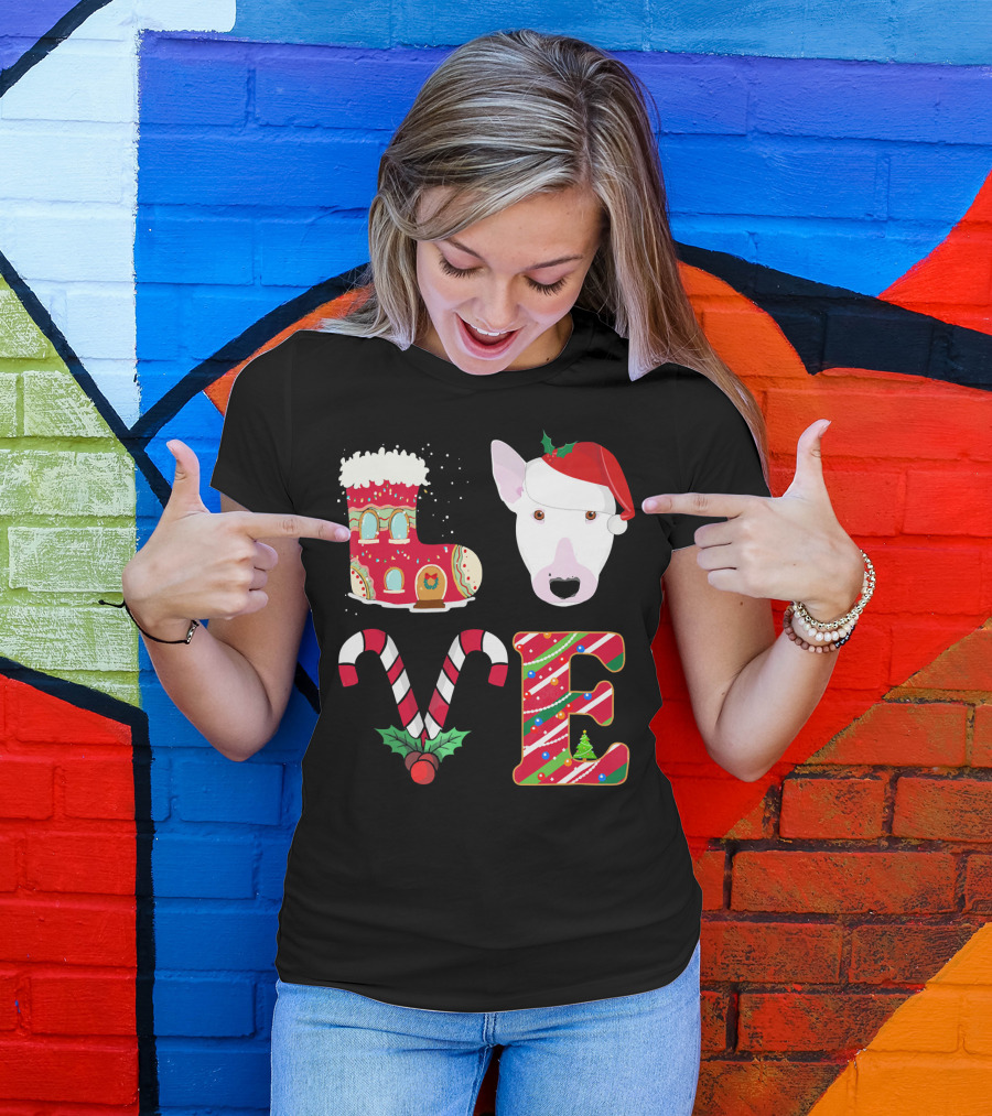 I Love My Bull Terrier Holiday Christmas T-Shirt