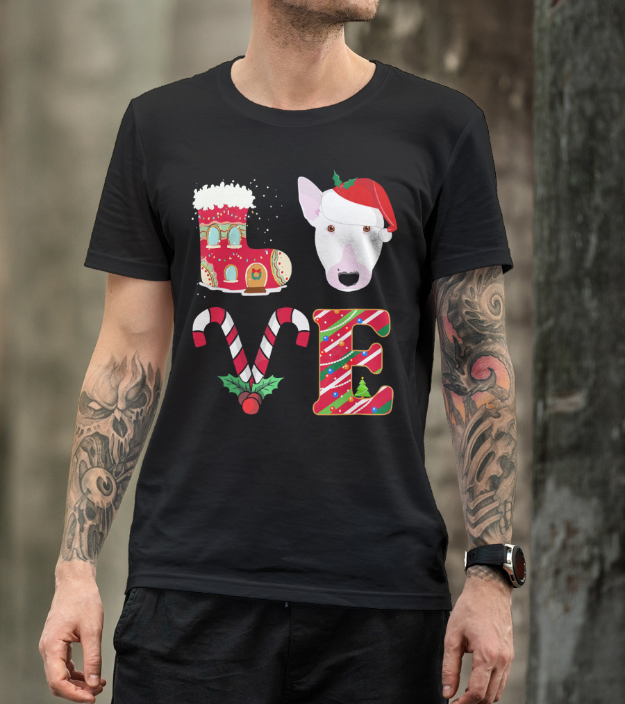 I Love My Bull Terrier Holiday Christmas T-Shirt