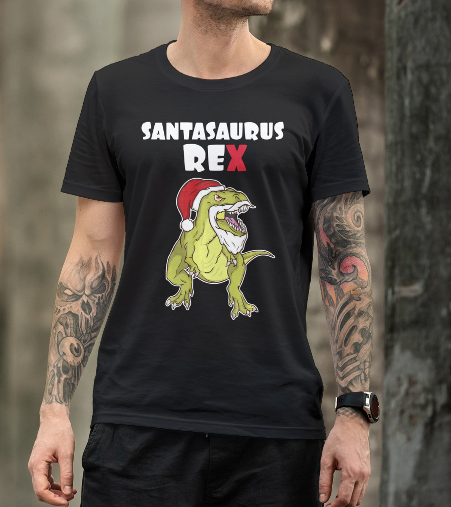 Santasaurus Rex Christmas Dinosaur Santa T-Shirt