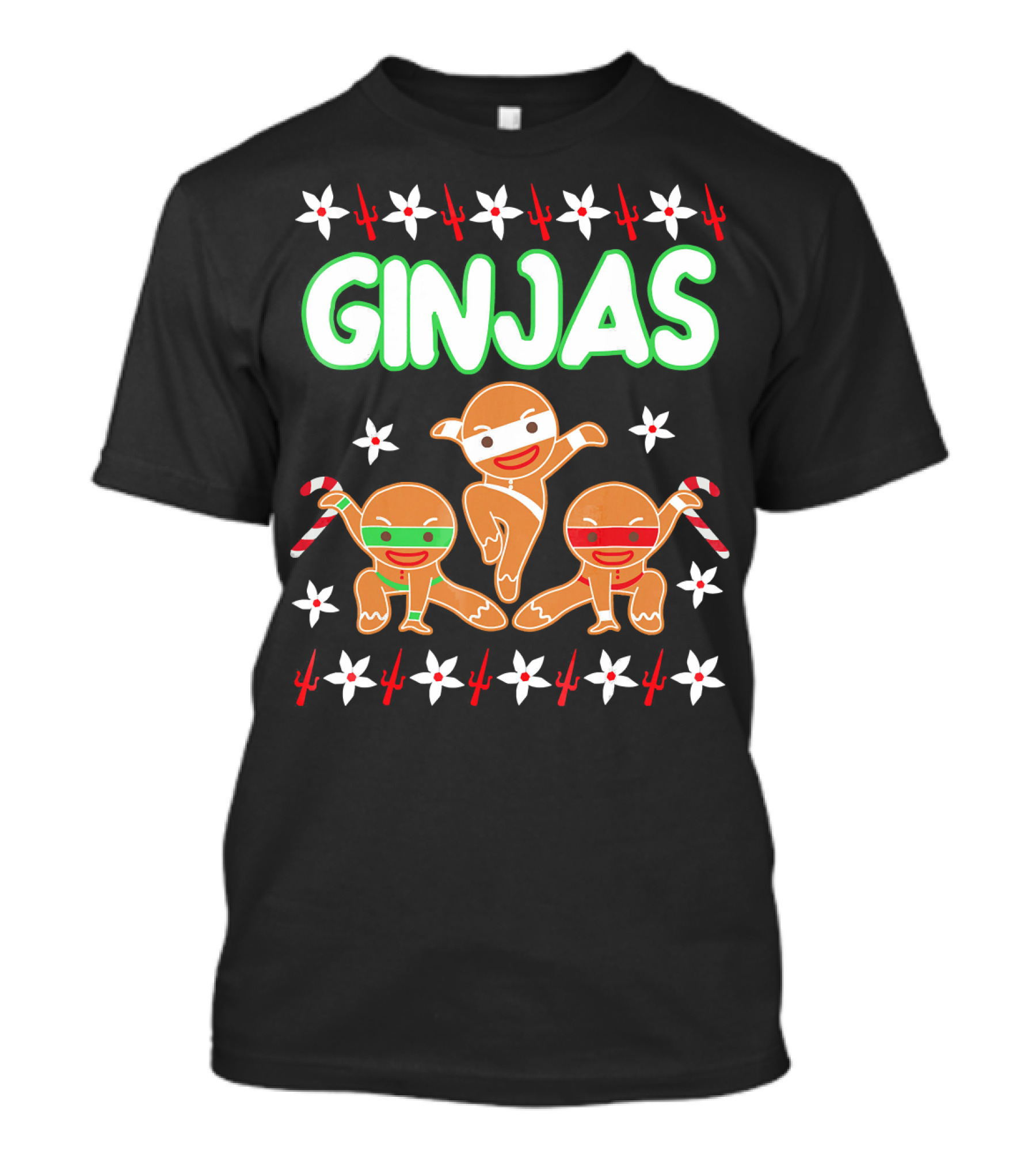 GINJAS Fighting Gingerbread Man Christmas T-Shirt