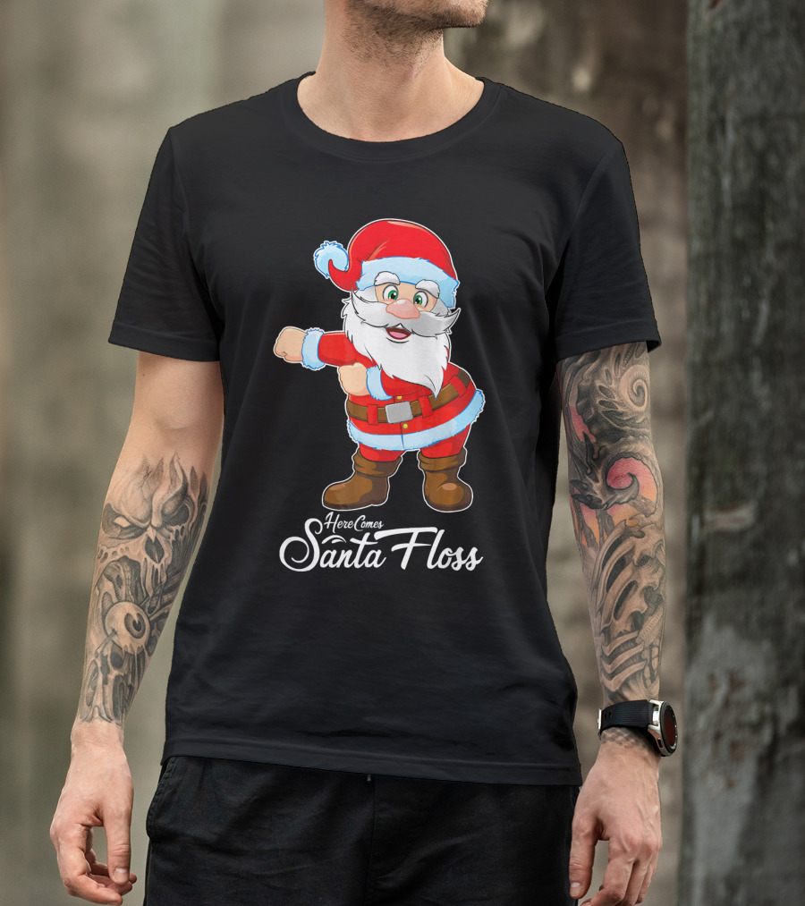 Here Comes Santa Floss Flossing Santa Dance T-Shirt