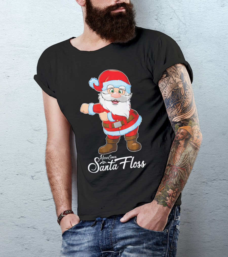Here Comes Santa Floss Flossing Santa Dance T-Shirt