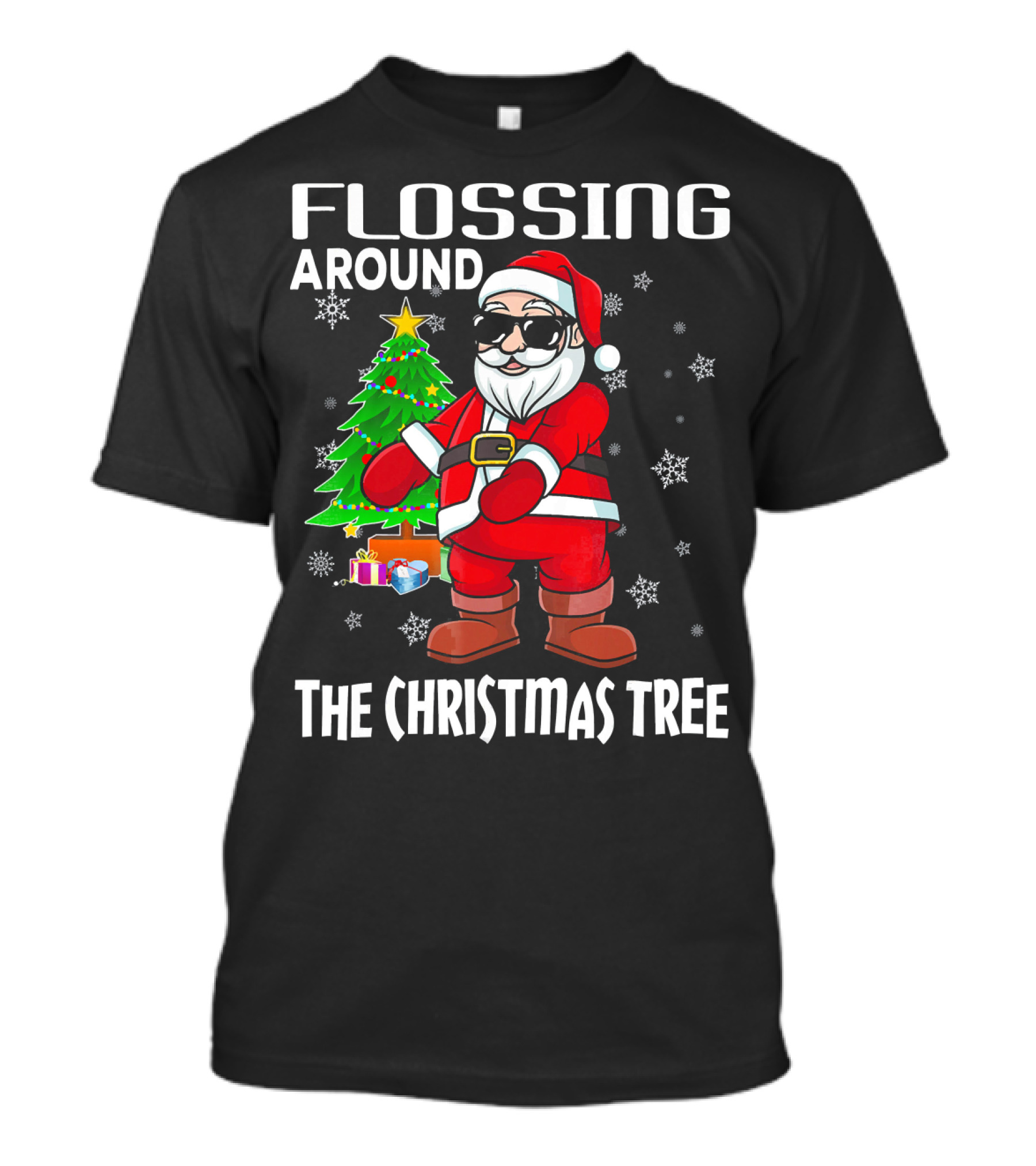 Flossing Around The Christmas Tree Santa Dance T-Shirt