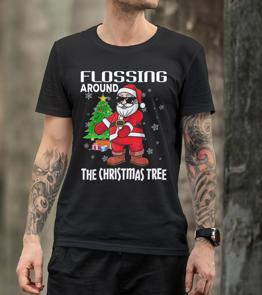Flossing Around The Christmas Tree Santa Dance T-Shirt