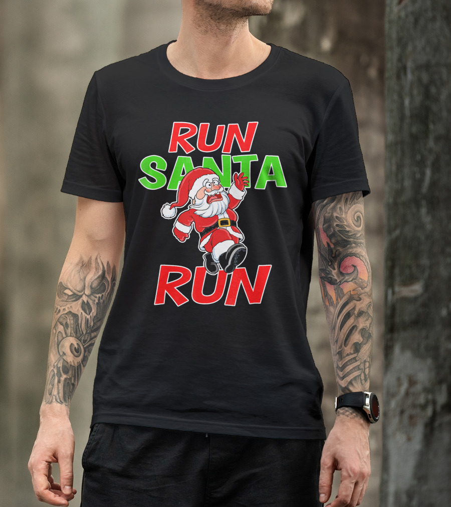 Run Santa Run Christmas Running Santa T-Shirt