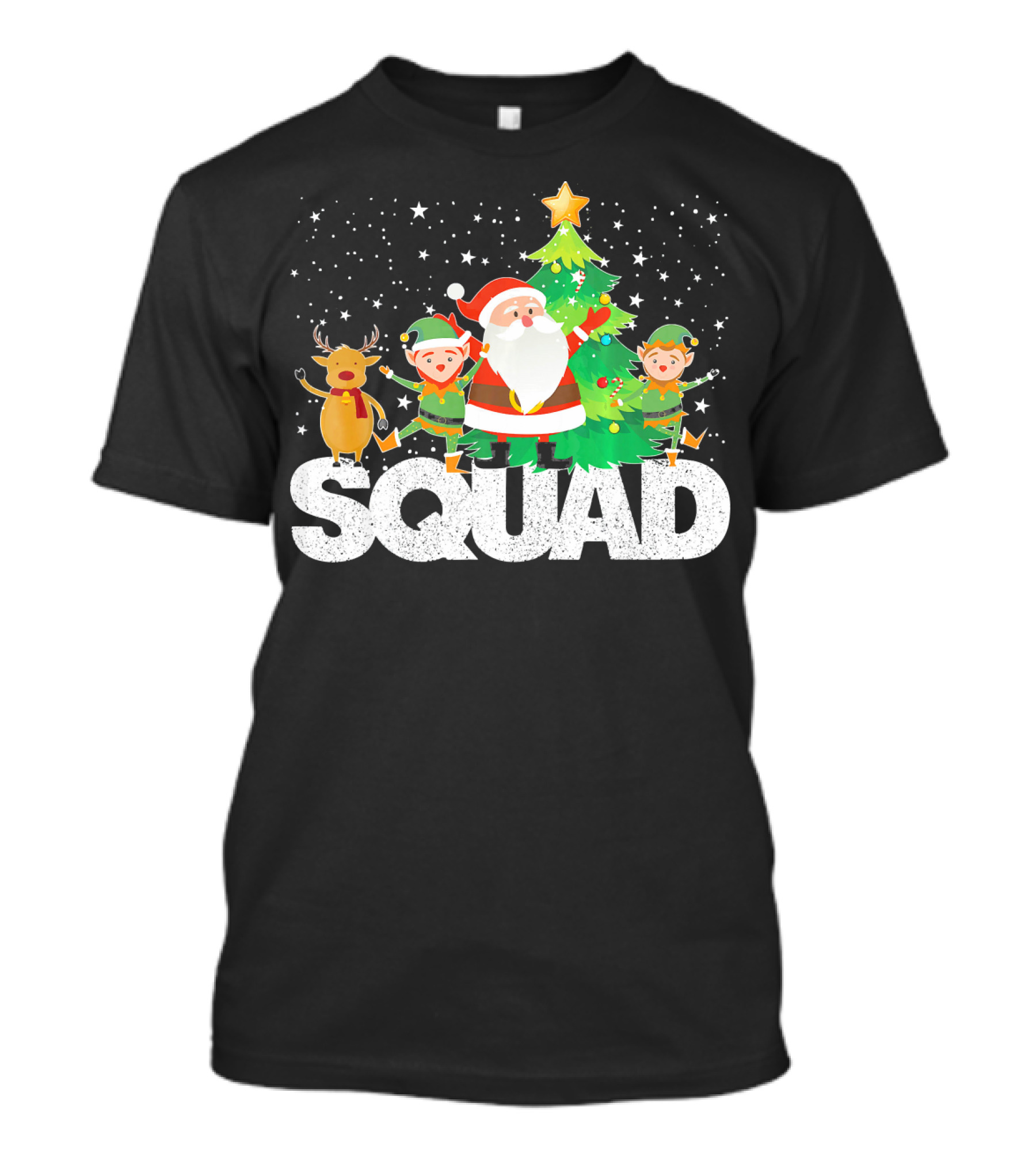 Santa Elf Reindeer Squad Christmas Tree T-Shirt