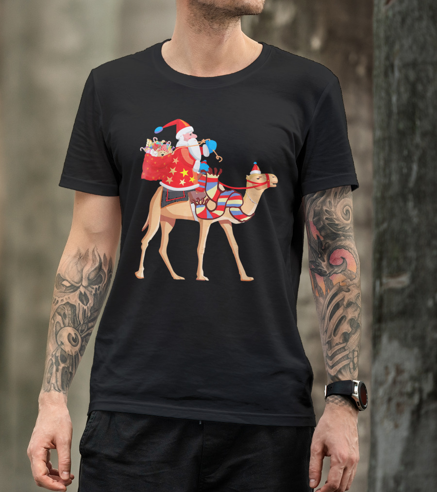 Santa Riding Camel Festive Christmas Adventure T-Shirt