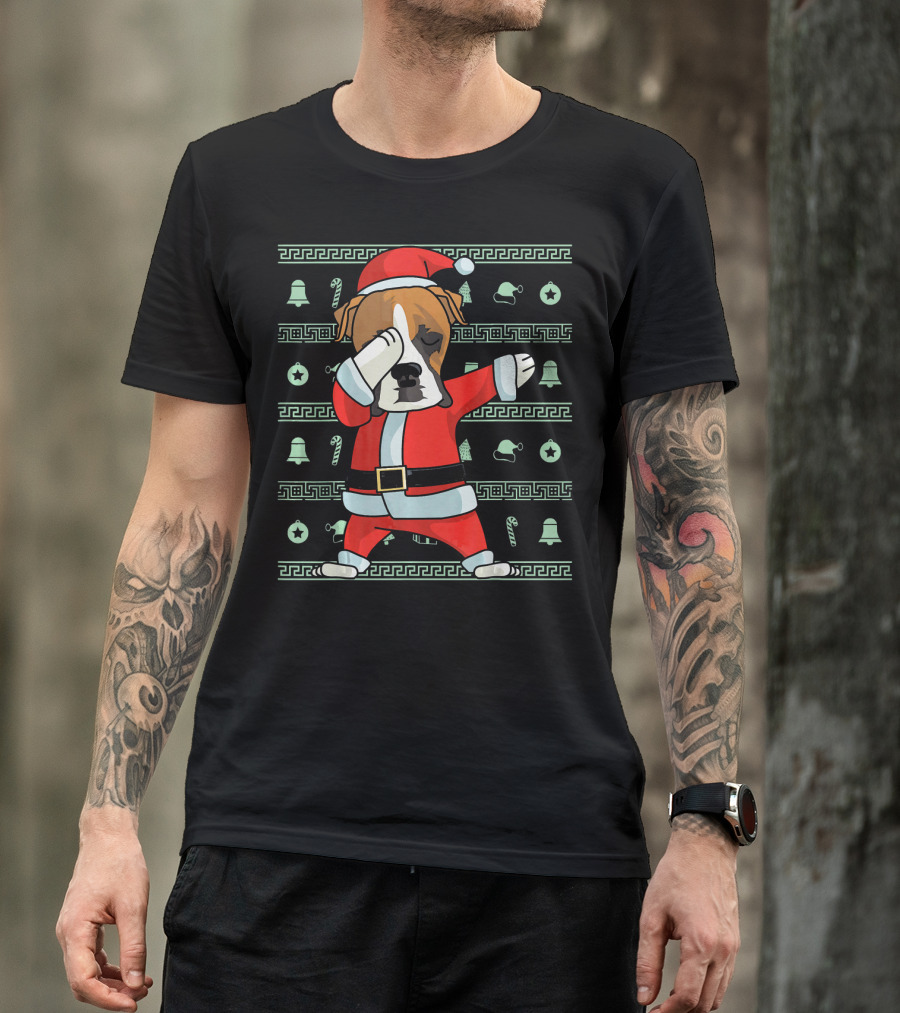 Santa Dabbing Boxer Dog Christmas T-Shirt