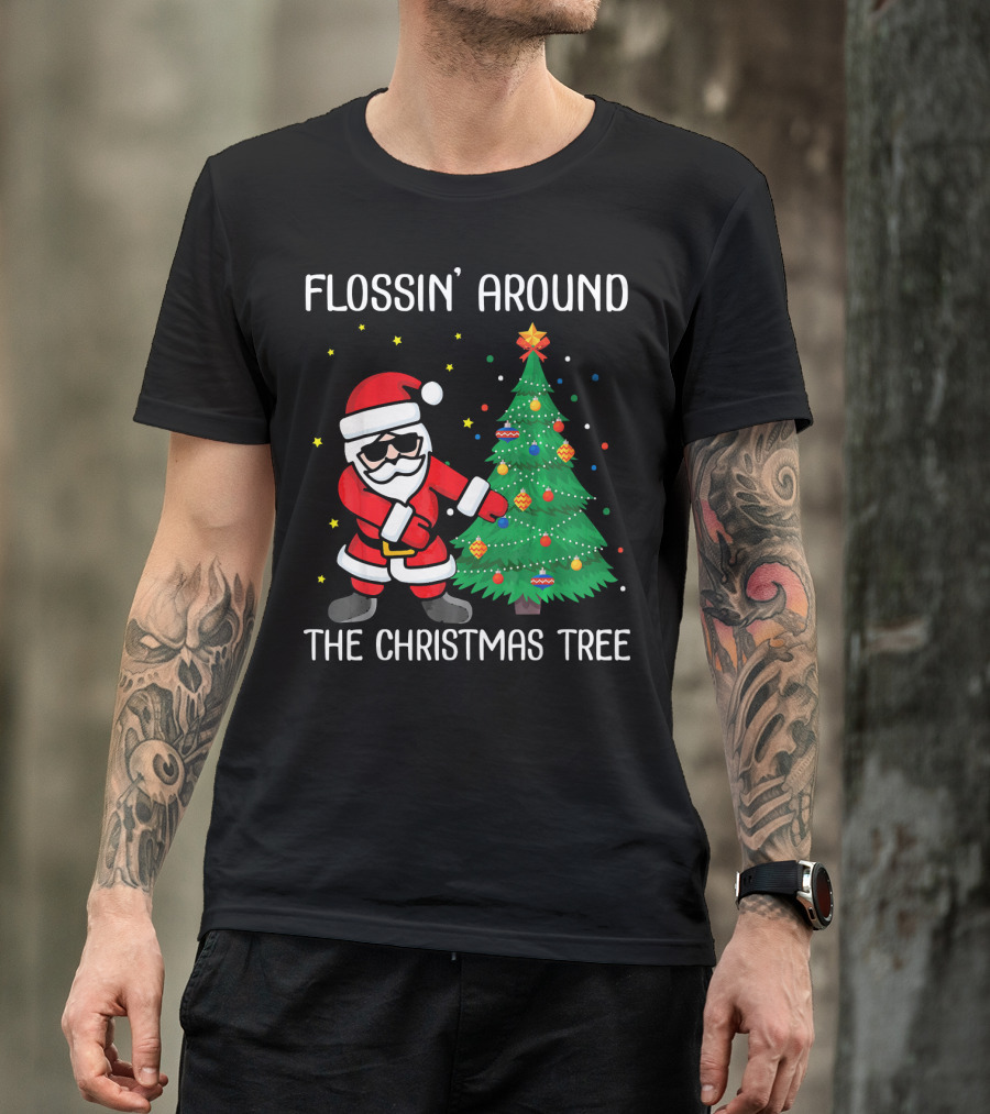 Flossin' Around The Christmas Tree With Santa Claus T-Shirt