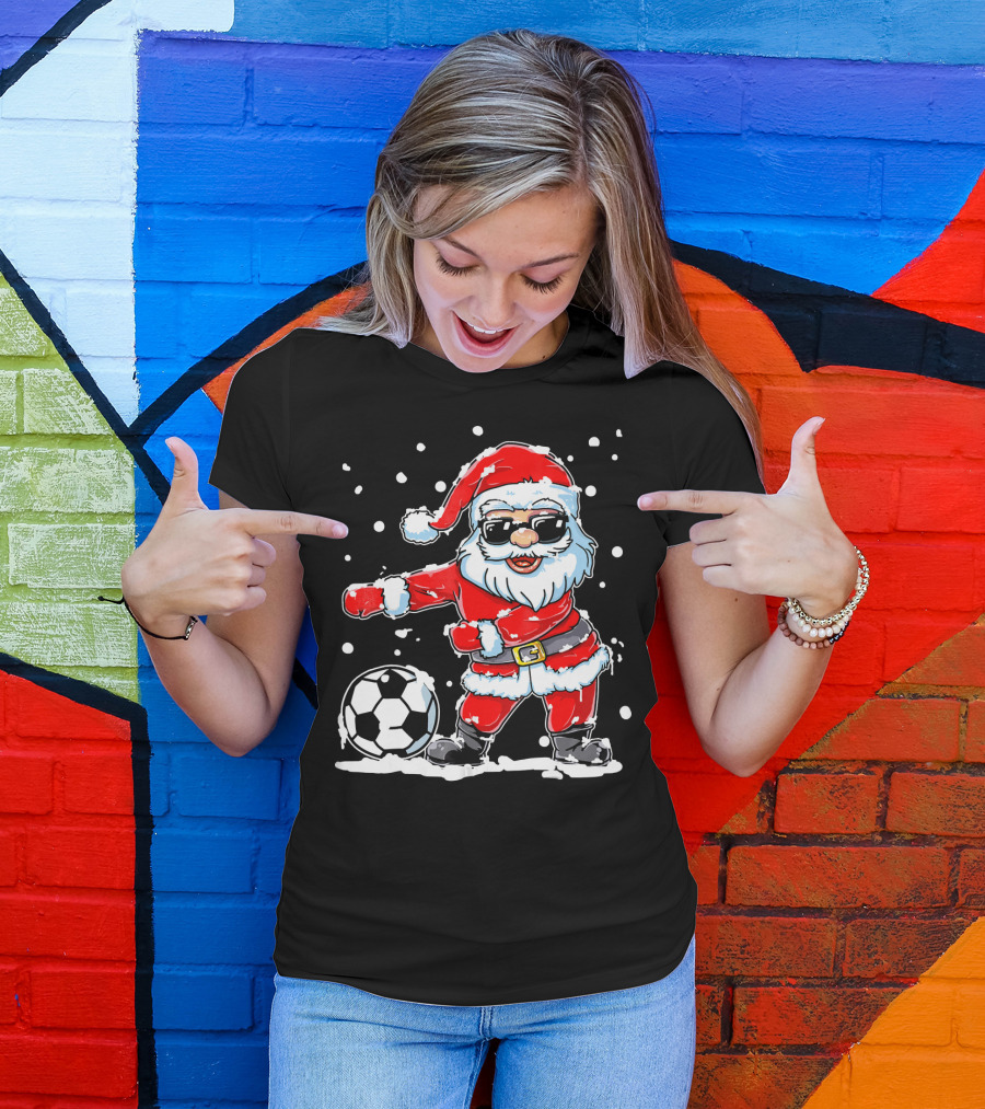 Christmas Flossing Santa Soccer T-Shirt