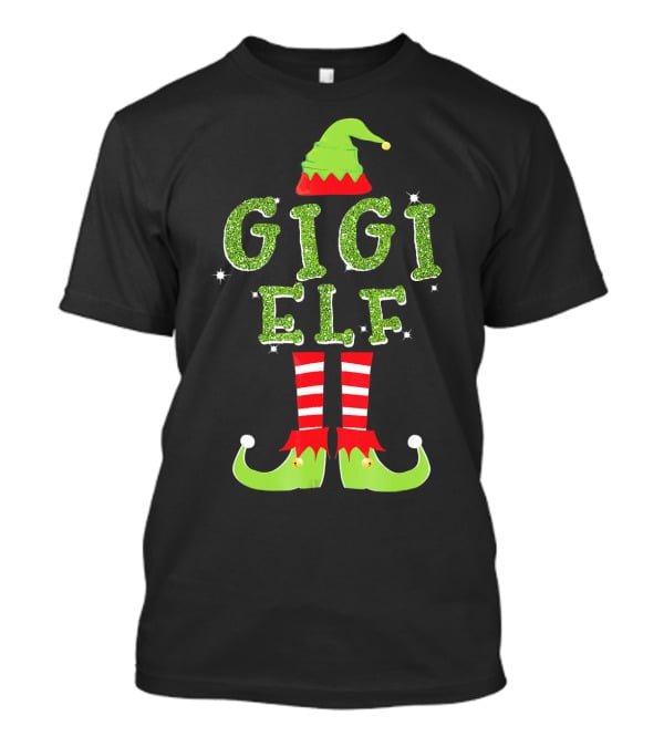 Gigi Elf Christmas Sparkle Outfit Hat Boots Stripes T-Shirt