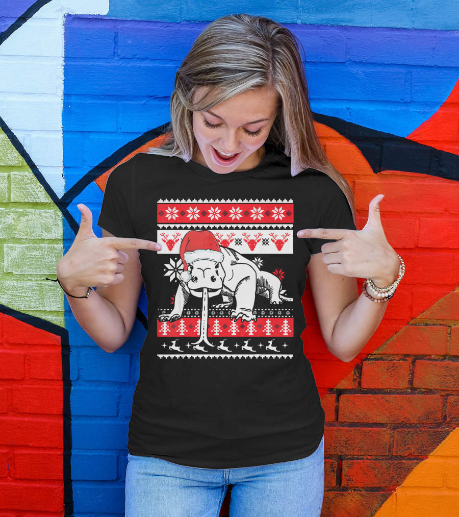 Ugly Christmas Komodo Dragon Reptile Santa Holiday T-Shirt