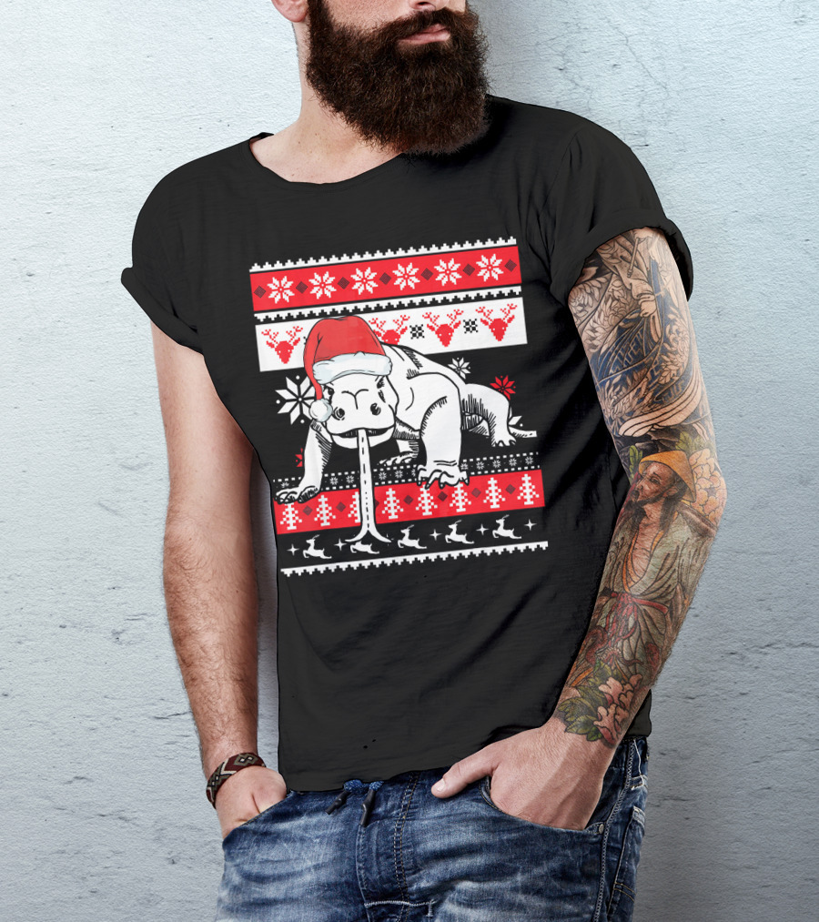 Ugly Christmas Komodo Dragon Reptile Santa Holiday T-Shirt