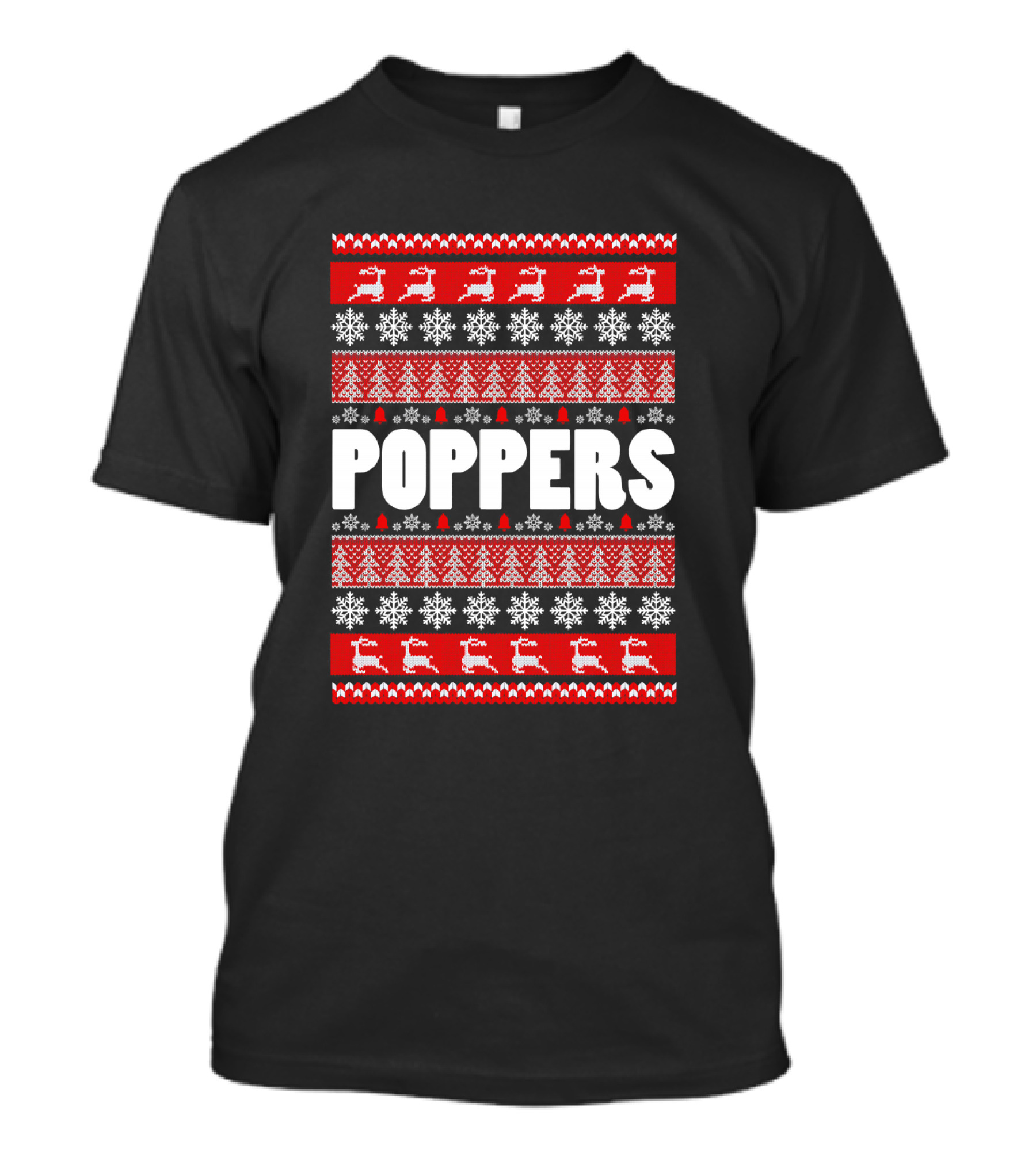 POPPERS Reindeer Christmas Snowflakes Trees Grandpa T-Shirt