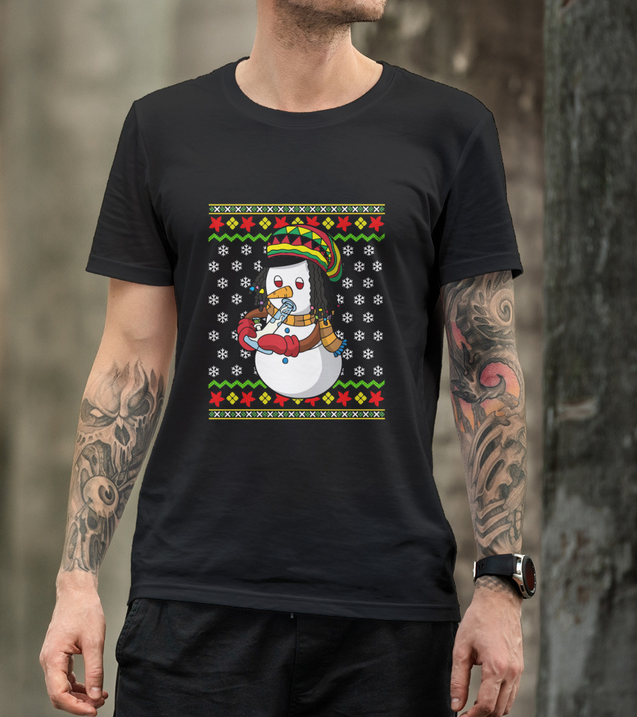Marijuana Snowman Cannabis Ugly Sweater Rasta T-Shirt