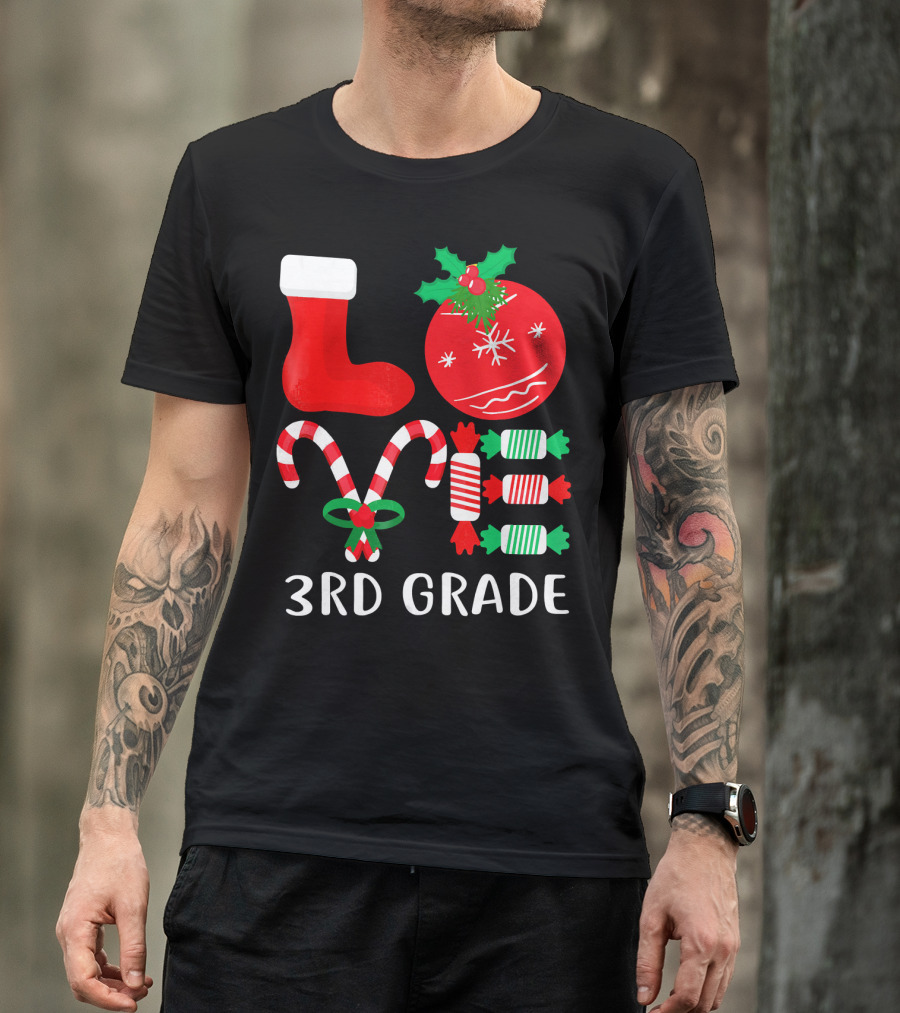 Candy Cane Christmas 3rd Grade Holiday T-Shirt