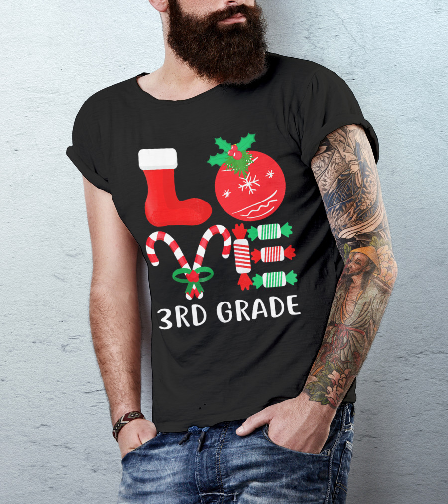 Candy Cane Christmas 3rd Grade Holiday T-Shirt