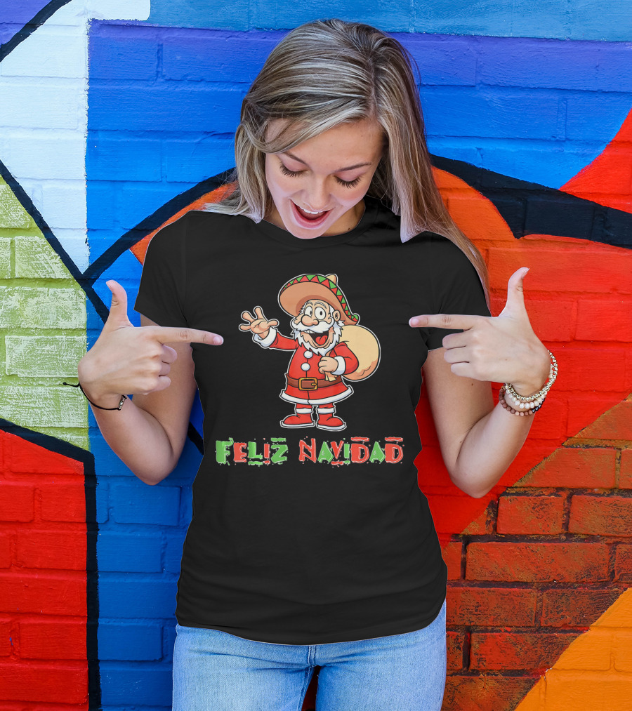 Feliz Navidad Mexican Santa Mexi Sombrero T-Shirt