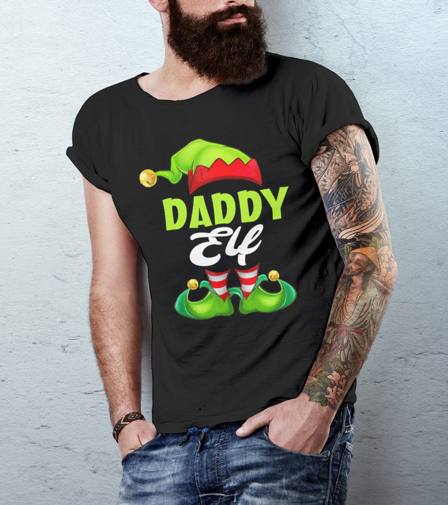 Daddy Elf Christmas Hat And Shoes T-Shirt
